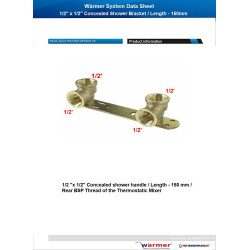 Concealed Shower Bracket/Length - 150mm / Thermostatic Mixer Tap Bar Back Plate BSP
