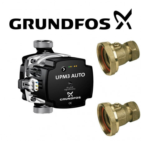 GRUNDFOS HEATING CIRCULATOR PUMP 60-130 FOR HOT WATER HEATING SYSTEM+VALVES