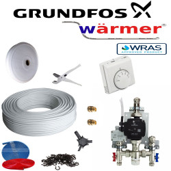 10-20SQM SINGLE ZONE WATER KIT manual room thermostat GRUNDFOS circulating pump