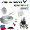 10-20SQM SINGLE ZONE WATER KIT manual room thermostat GRUNDFOS circulating pump