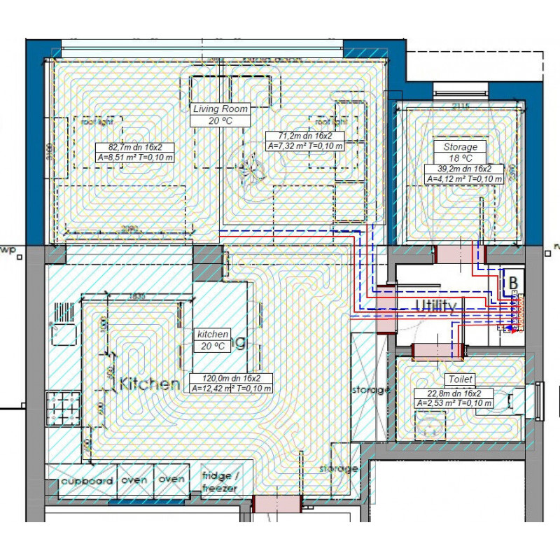 Underfloor Heating Water Pipe Layout Design CAD Service