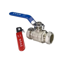 Lever Ball Valve Full Bore with Red & Blue Handle Compression Fitting