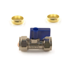 Lever Operated Isolating Valve Blue Handle 15mm Chrome+ 2 Olives.PSW TRADE SUPPLIERS LTD