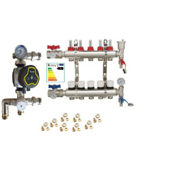 Underfloor Heating 4 Port Manifold with 'A' Rated Auto Pump GPA25-6 III and Blending Valve Set