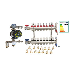 Underfloor Heating 8 Port Manifold with 'A' Rated Auto Pump GPA25-6 III and Blending Valve Set