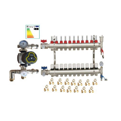 Underfloor Heating 11 Port Manifold with A Rated Auto Pump GPA25-6 III and Blending Valve Set