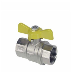 Gas Ball Valve - 3/4 F x F Yellow Butterfly Handle