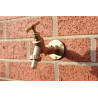 Outside 1/2'' Double Check Garden Tap with Through The Wall Flange Bracket Set for 15mm Copper Or 15mm Plastic Pipe