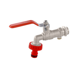 Garden Tap with Check Valve, 1/2 inch Garden Tap, Double Outlet Tap Lever Handle Garden Tap with Hose Connector