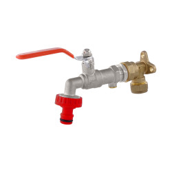 Garden Tap with Check Valve and Wallplate Elbow Fixture, 1/2 inch Garden Tap