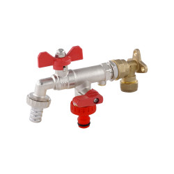 Garden Tap with Check Valve and Wallplate Elbow Fixture, 1/2 inch Garden Tap