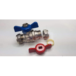Ball Valve - 15mm Compression Red Blue Butterfly Handle