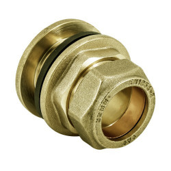 15MM FLANGED TANK CONNECTOR BRASS COMPRESSION